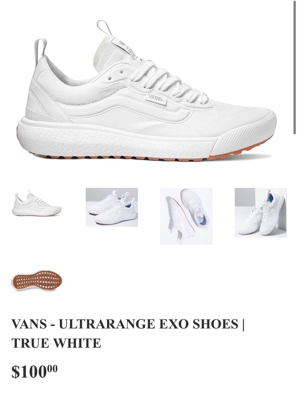 Vans UltraRange EXO Sneakers - White with Gum Outsole NEW